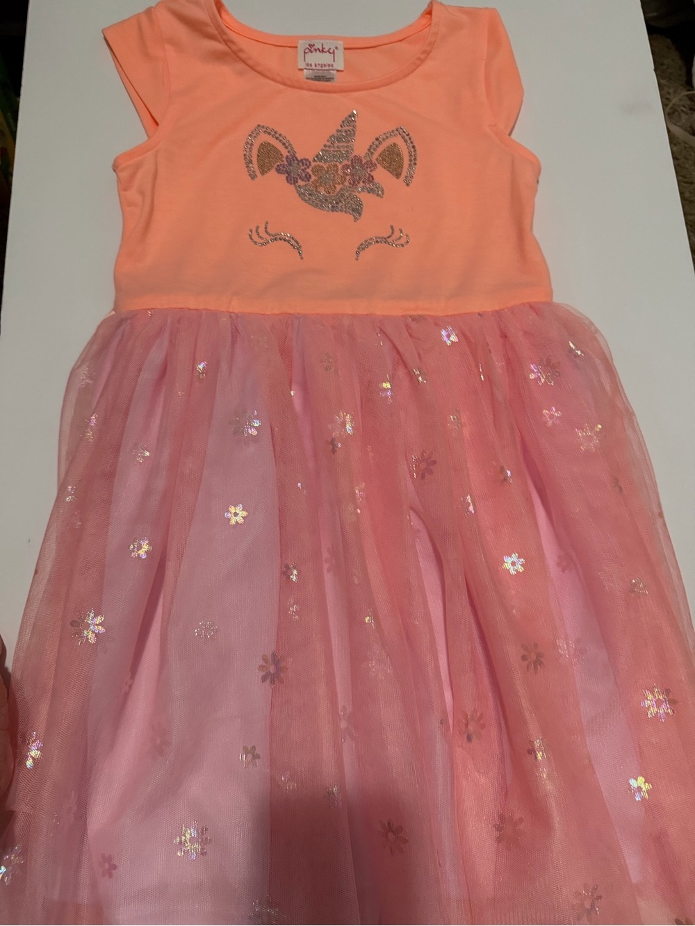 Pinky Peach and Pink Unicorn Tulle Dress